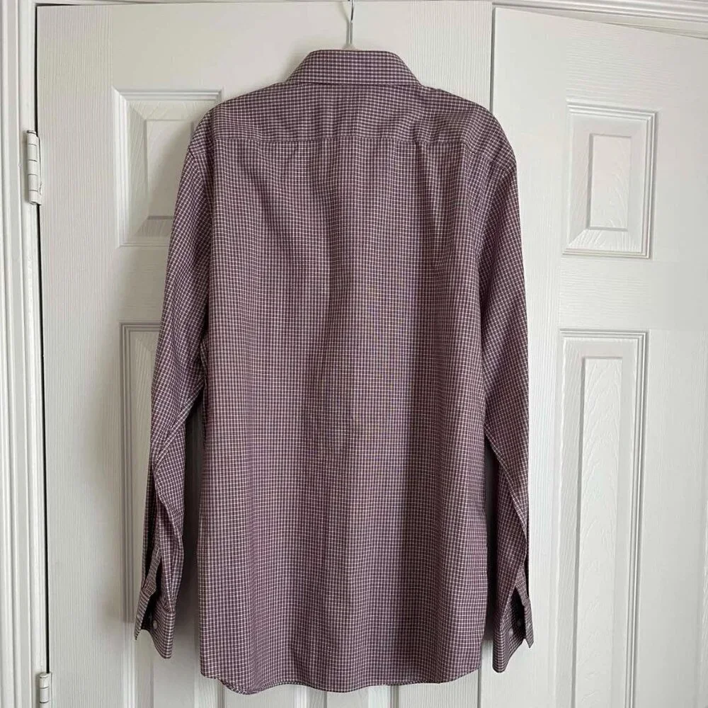 Men's Long Sleeve Checked Cotton Shirt Slim Fit by Banana Republic size L